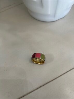 COACH Gold-tone Ring with MULTI COLOR Inlay